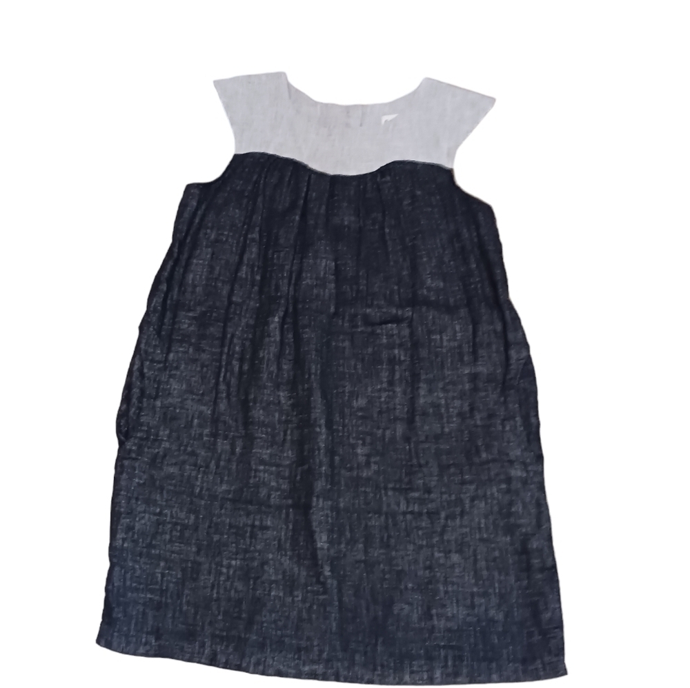 Final Touch 100% Cotton 2-Toned Colorblock Sleeveless Dress Large Lagenlook
